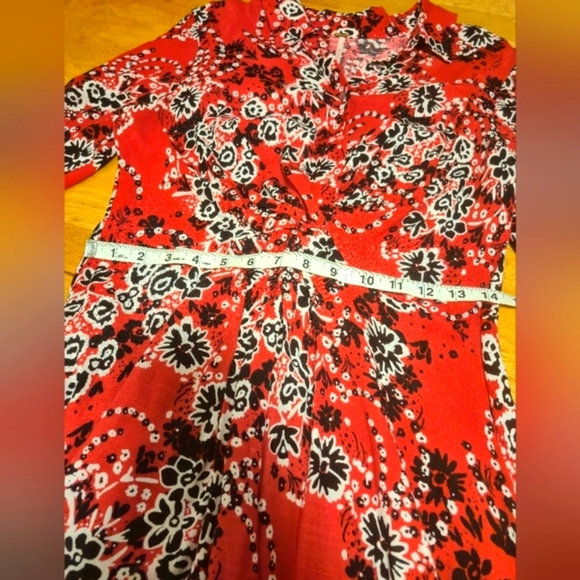 Free People Vibrant Red and Black Floral Dress - Picture 9 of 12